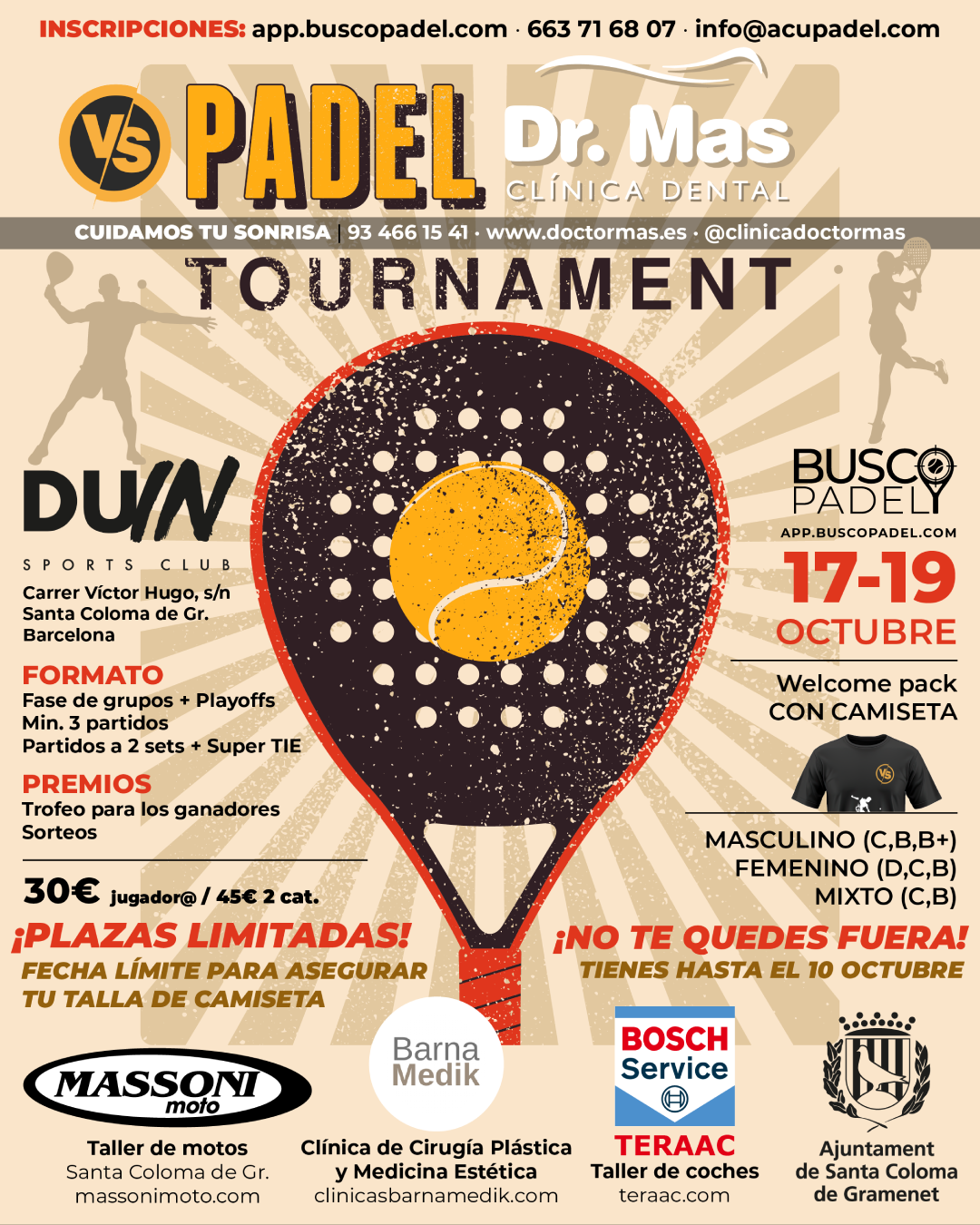 Cartel del Torneo de Pádel Dr. Mas by acuPadel